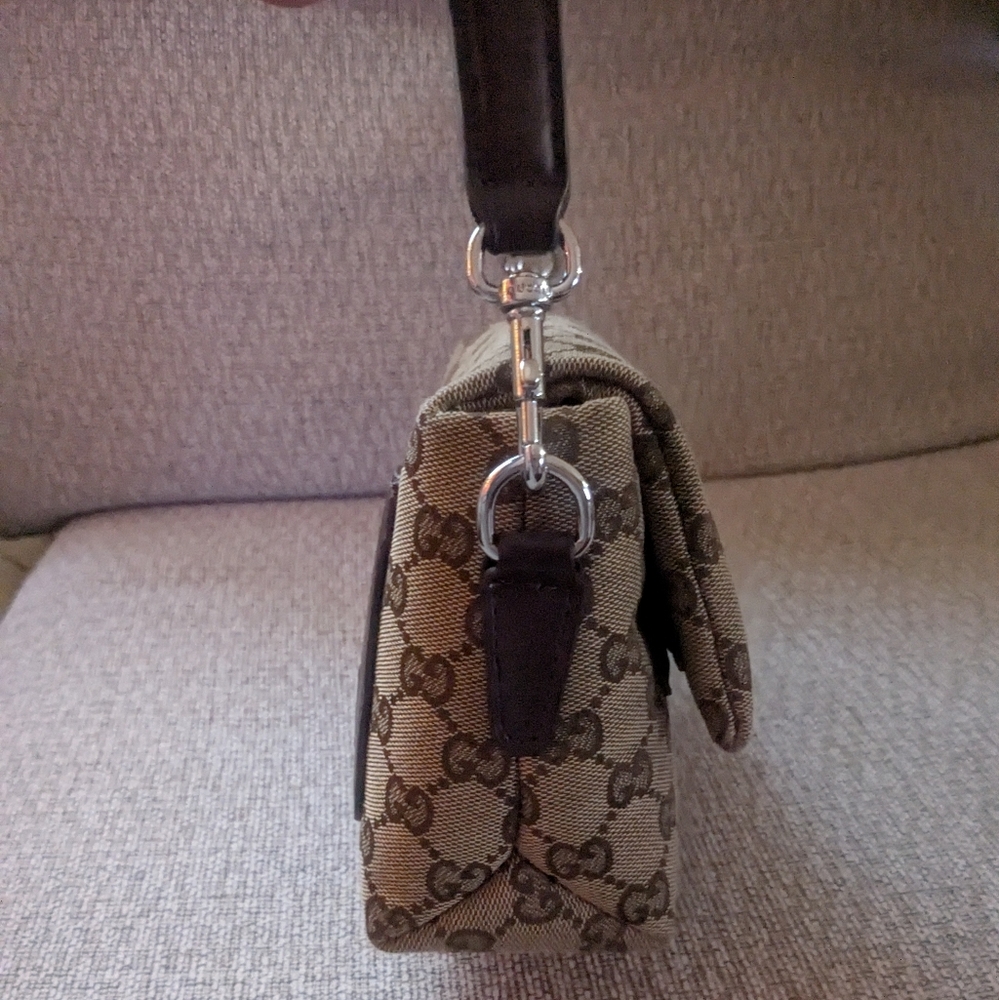 Designer Inspired Monogram Tan and Brown Small Shoulder/Crossbody Bag  Purse - Picture 10 of 14